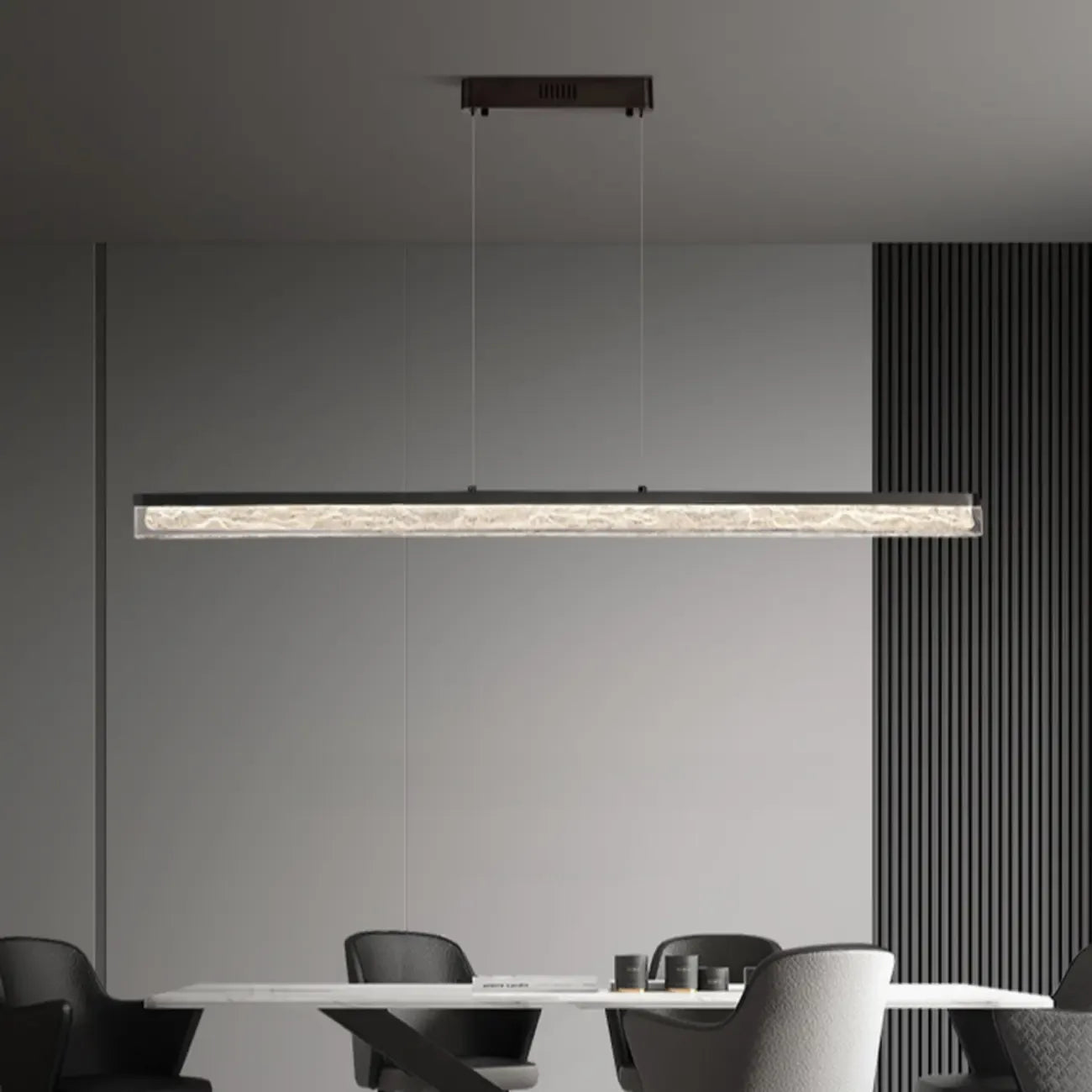 Suspension rectangulaire moderne en résine noire pour îlot de cuisine