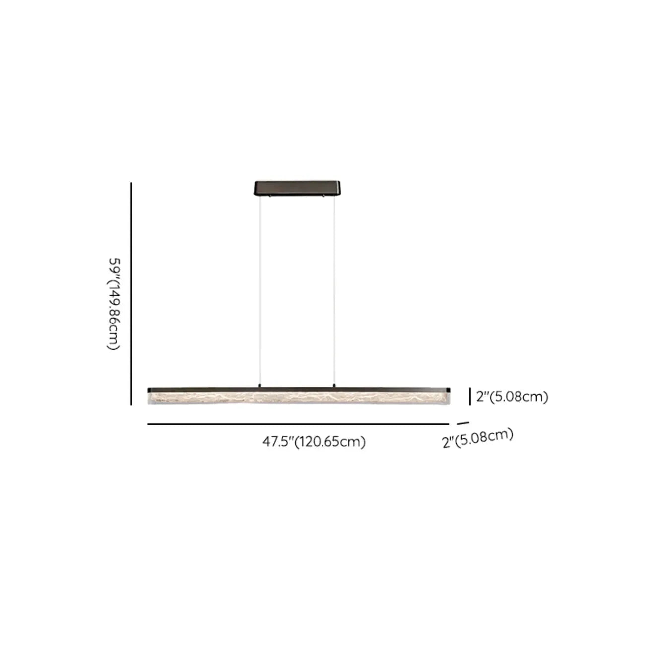 Suspension rectangulaire moderne en résine noire pour îlot de cuisine