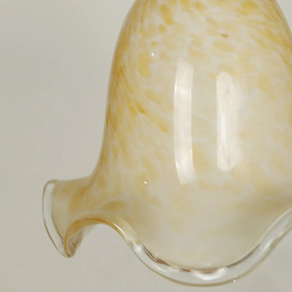 Suspension moderne en verre doré en forme de fleur