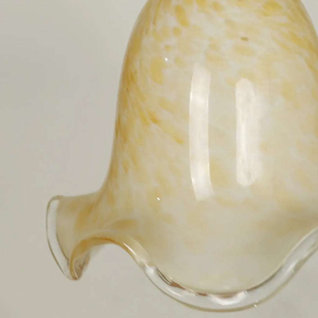 Suspension moderne en verre doré en forme de fleur