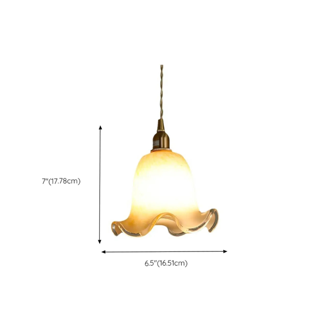 Suspension moderne en verre doré en forme de fleur