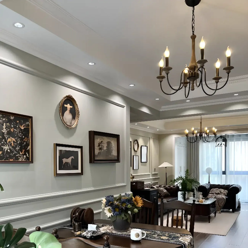 Lustre candélabre classique vintage en métal, hauteur réglable