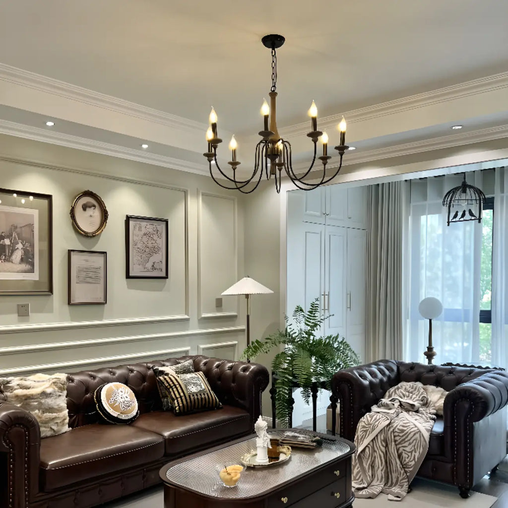 Lustre candélabre classique vintage en métal, hauteur réglable