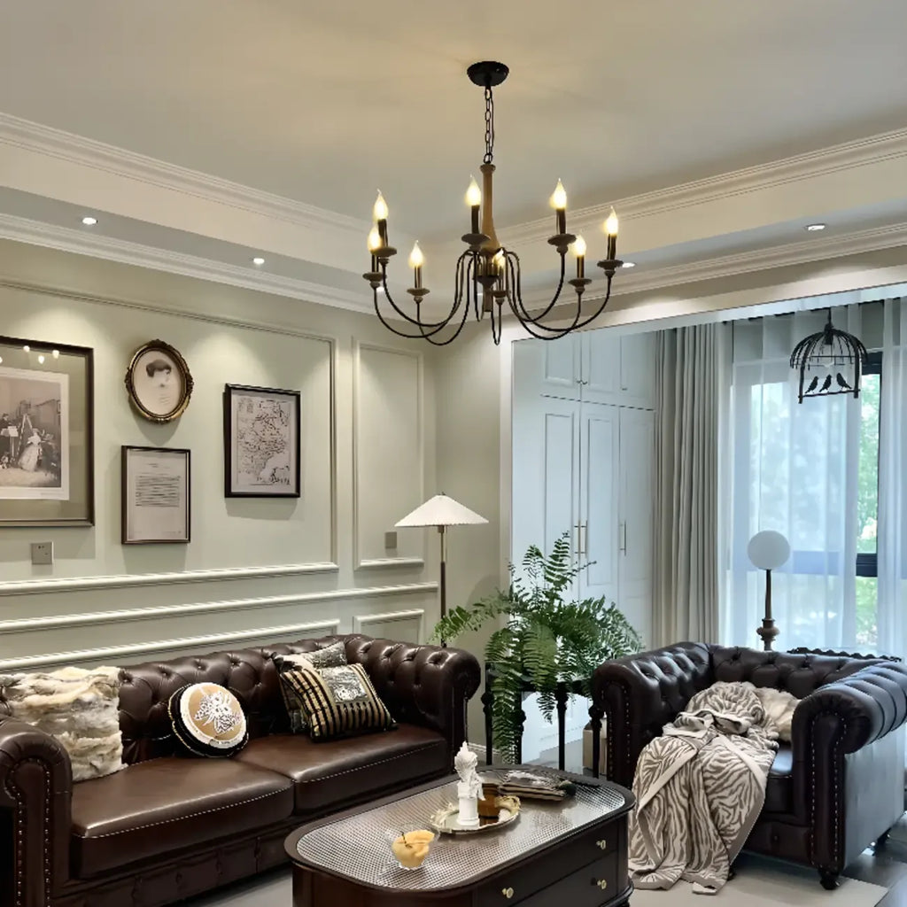 Lustre candélabre classique vintage en métal, hauteur réglable