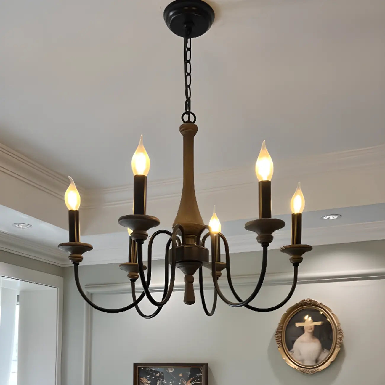 Lustre candélabre classique vintage en métal, hauteur réglable