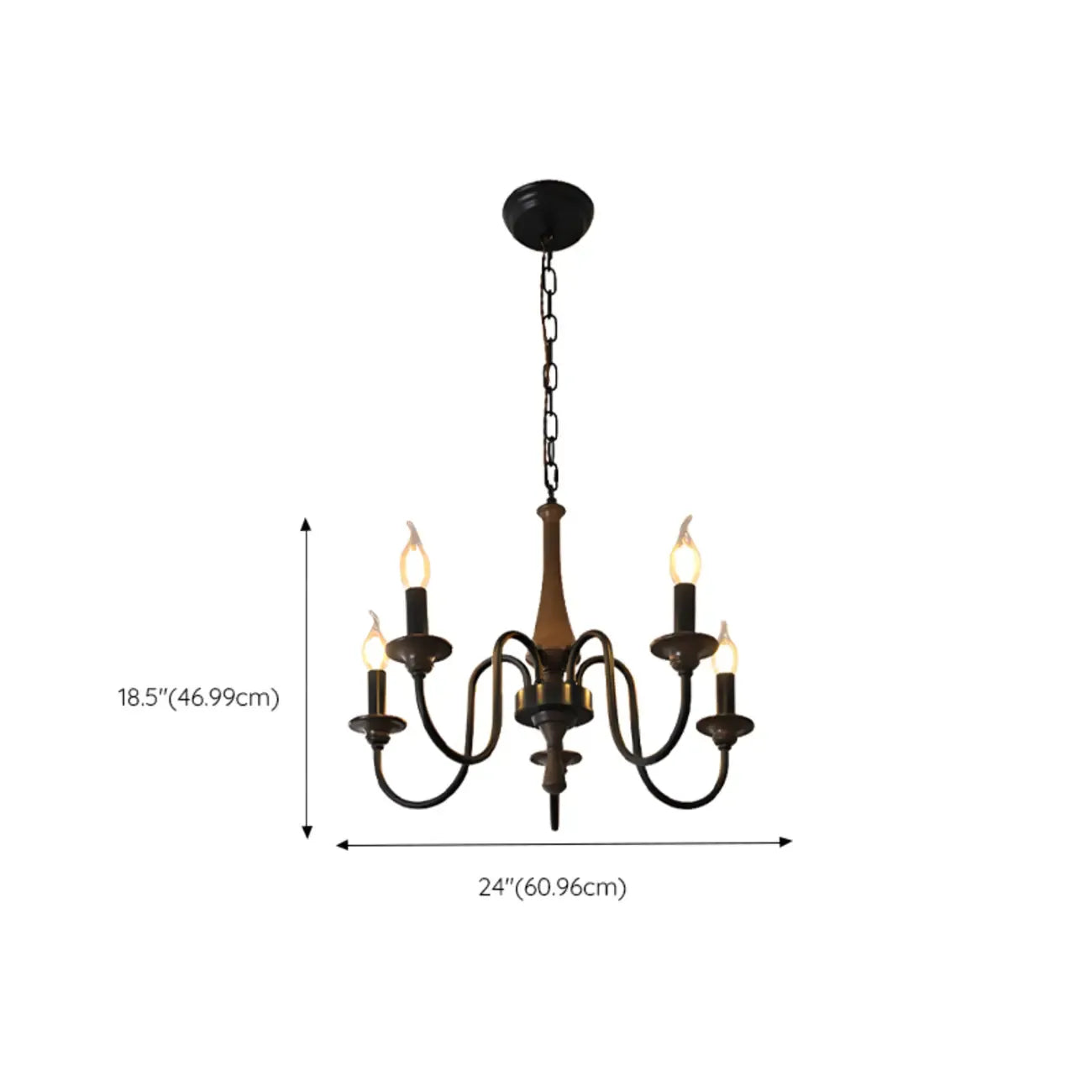 Lustre candélabre classique vintage en métal, hauteur réglable