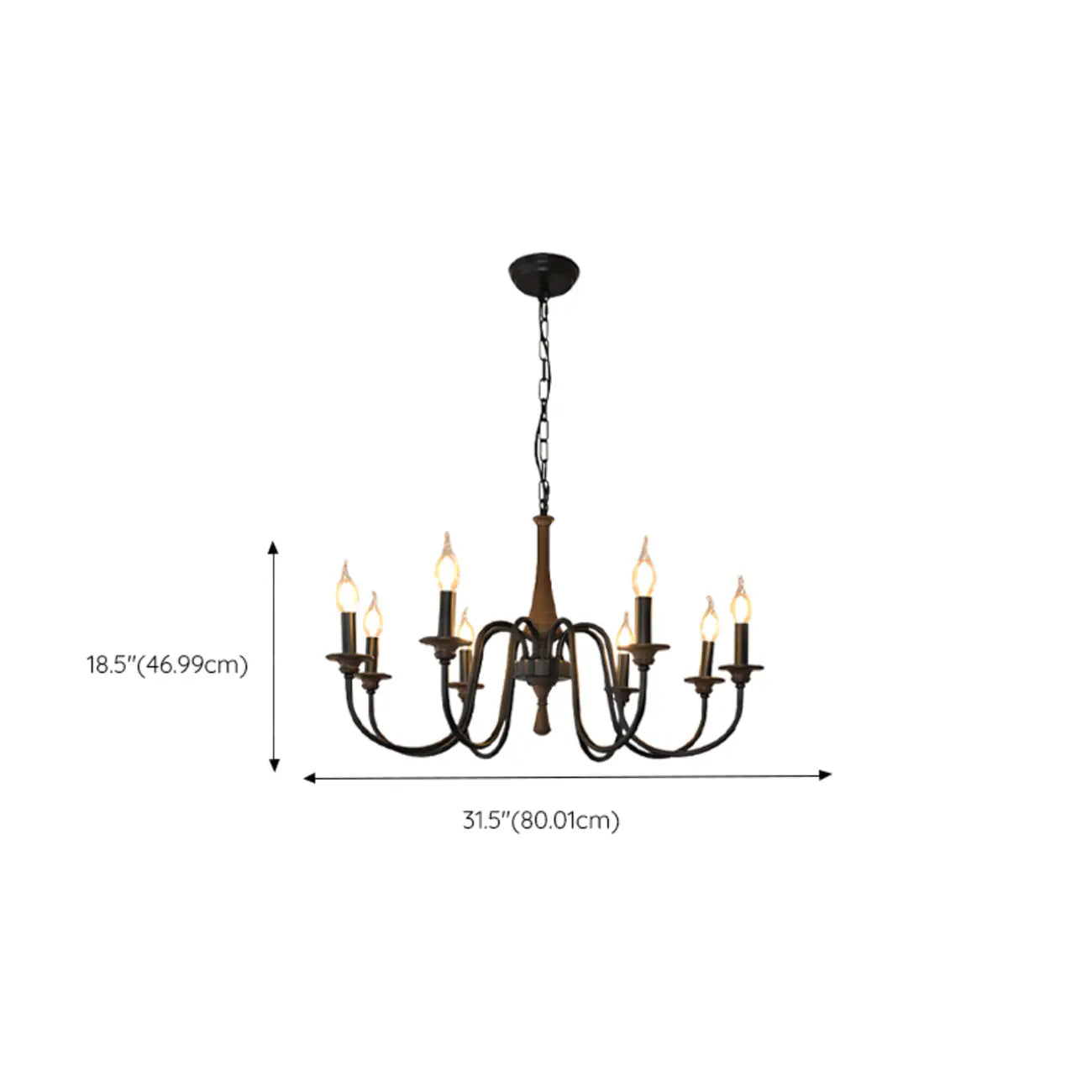 Lustre candélabre classique vintage en métal, hauteur réglable