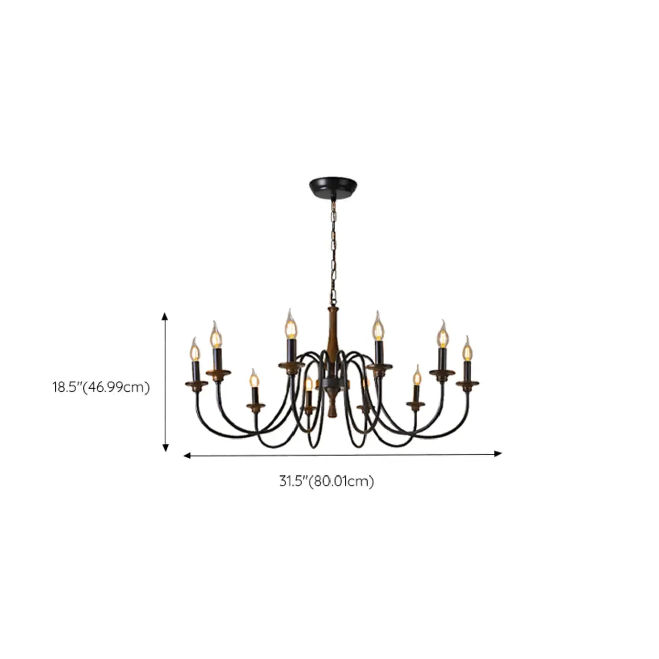 Lustre candélabre classique vintage en métal, hauteur réglable