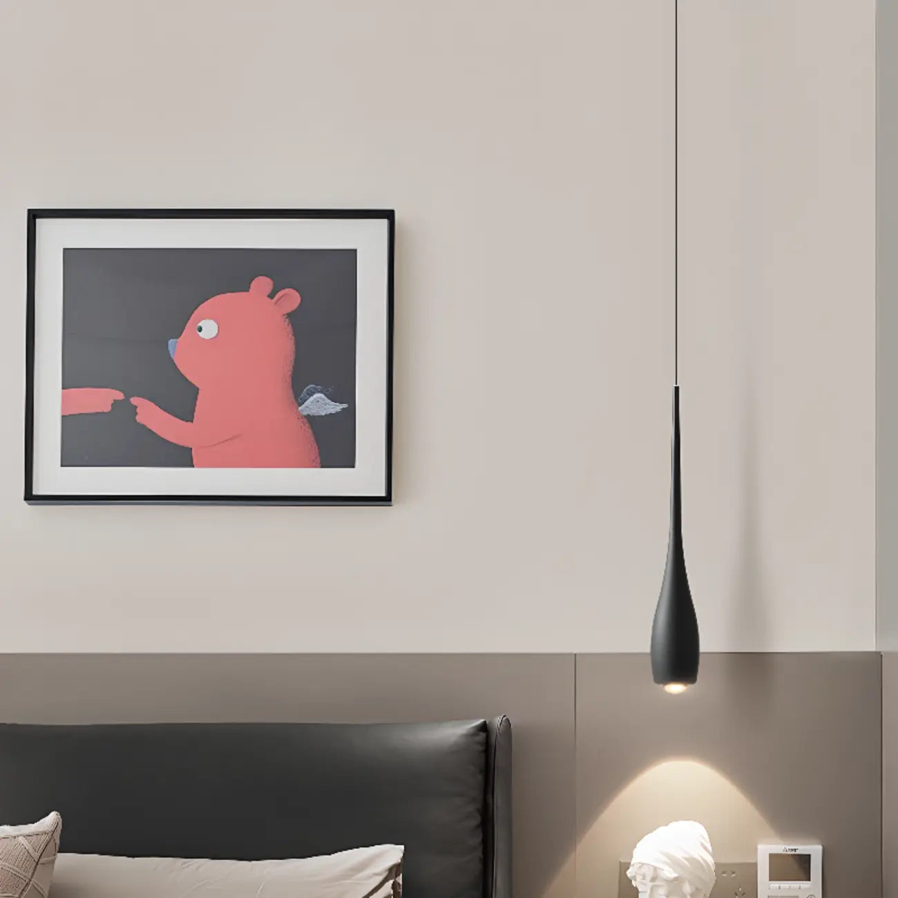 Suspension moderne à intensité variable en métal et acrylique au design épuré