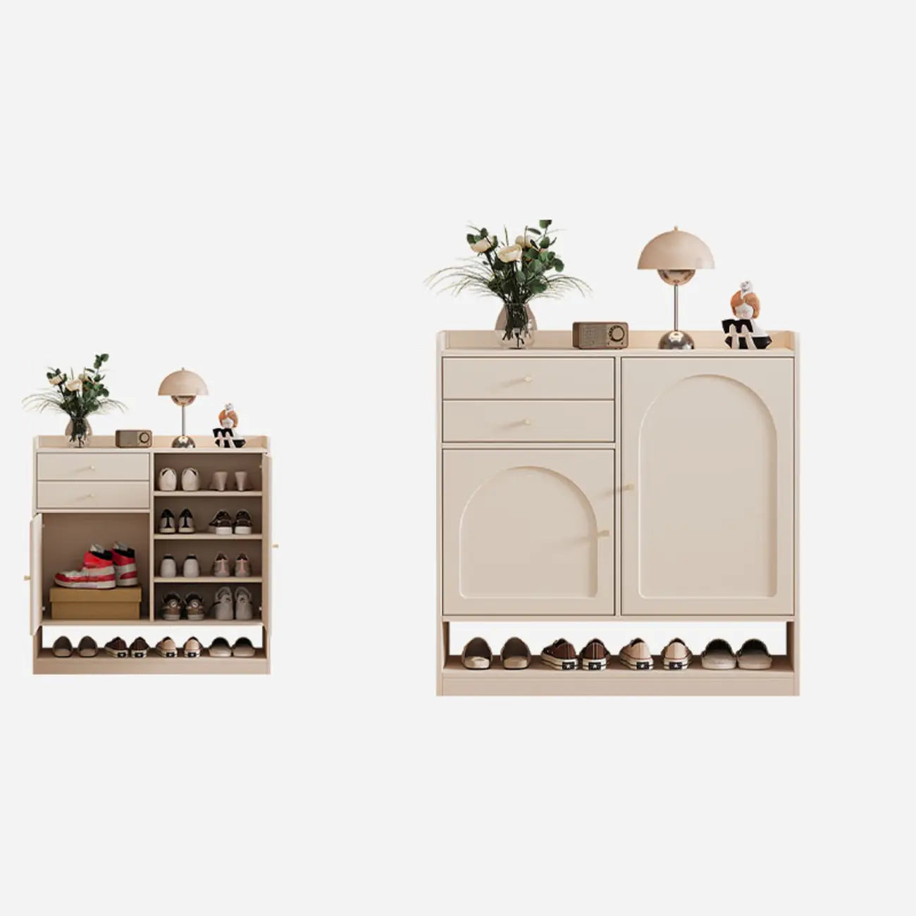 Meuble à chaussures minimaliste et polyvalent en bois blanc, réglable