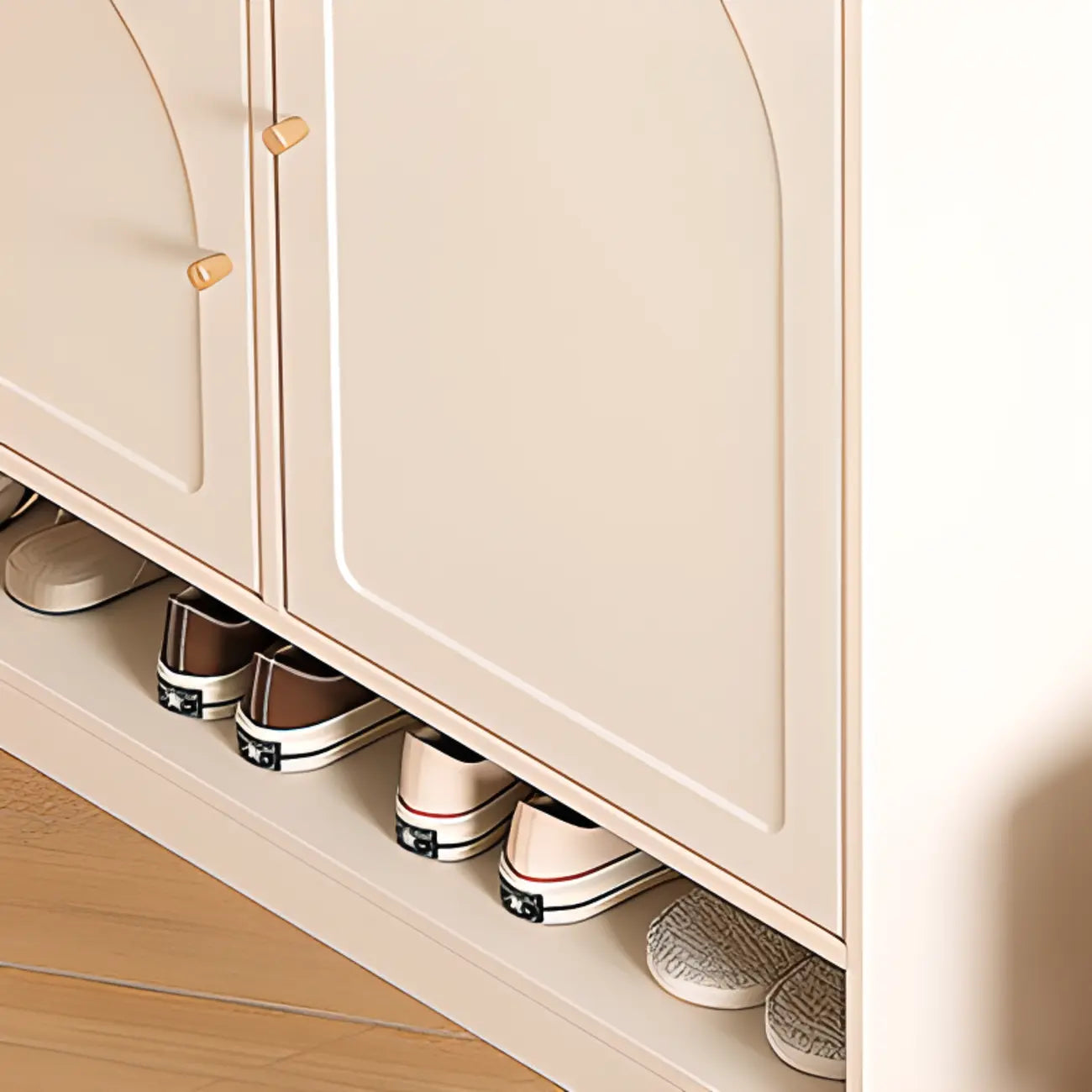 Meuble à chaussures minimaliste et polyvalent en bois blanc, réglable