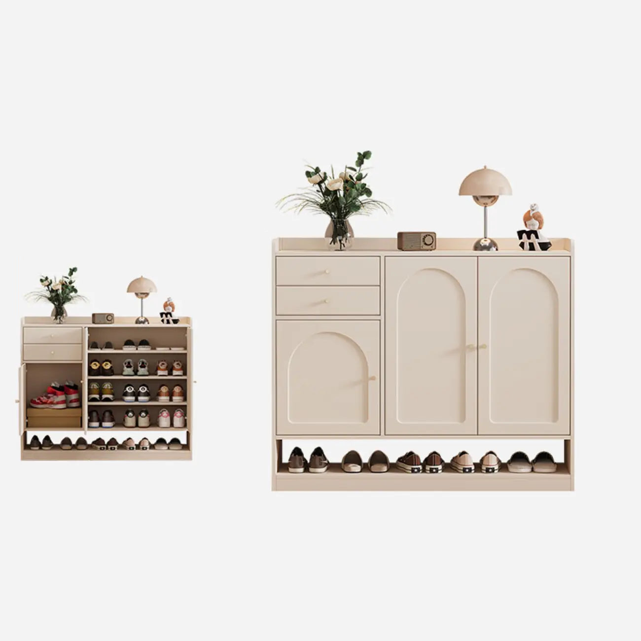 Meuble à chaussures minimaliste et polyvalent en bois blanc, réglable