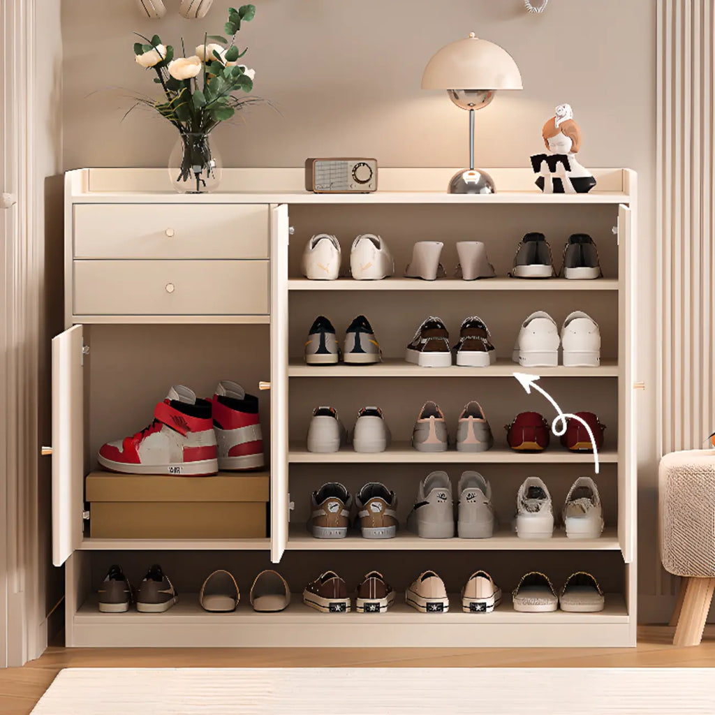Meuble à chaussures minimaliste et polyvalent en bois blanc, réglable