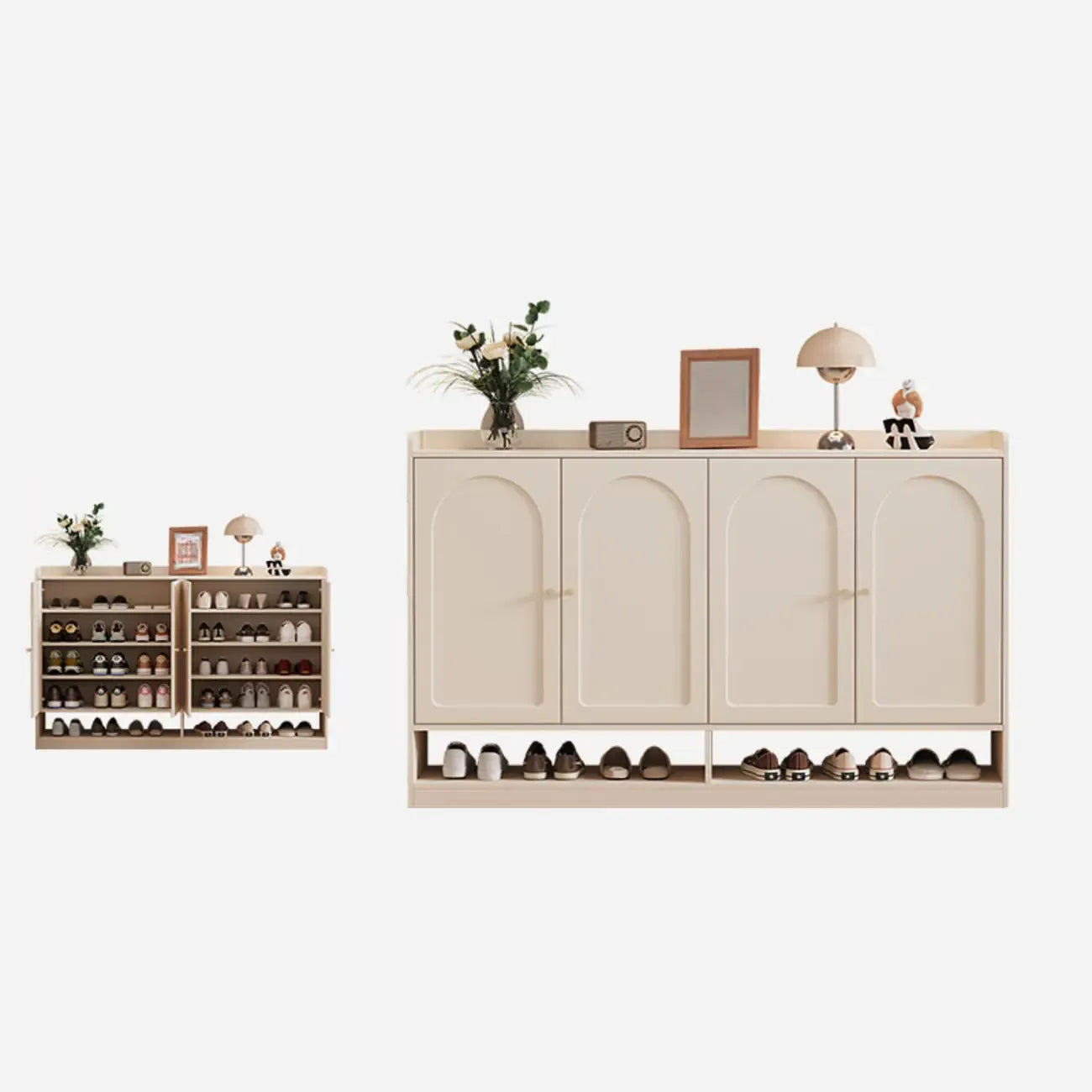 Meuble à chaussures minimaliste et polyvalent en bois blanc, réglable