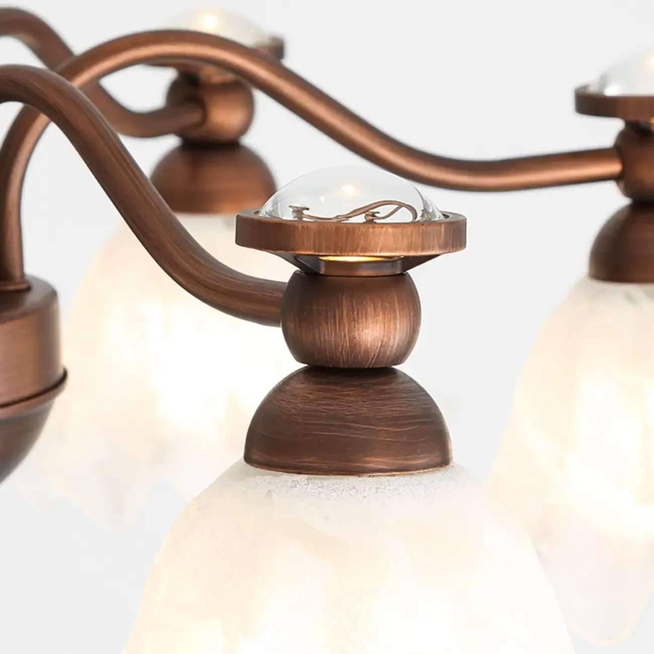 Lustre moderne en bronze noir, verre et cristal à motif floral