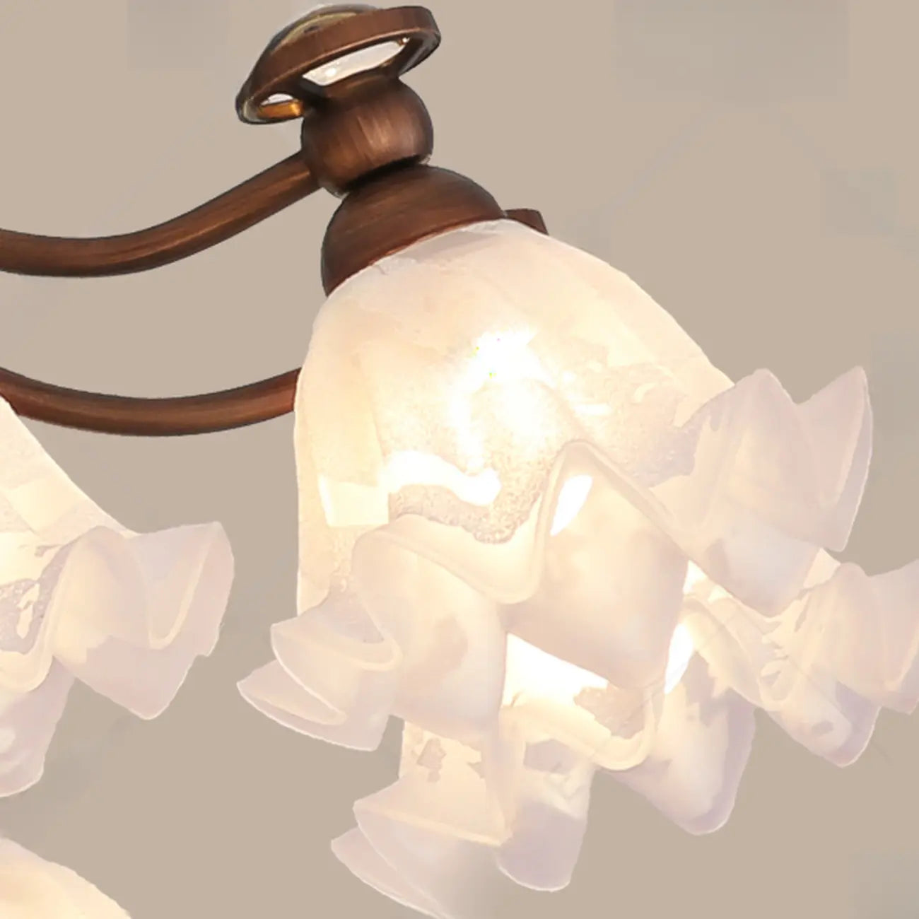 Lustre moderne en bronze noir, verre et cristal à motif floral