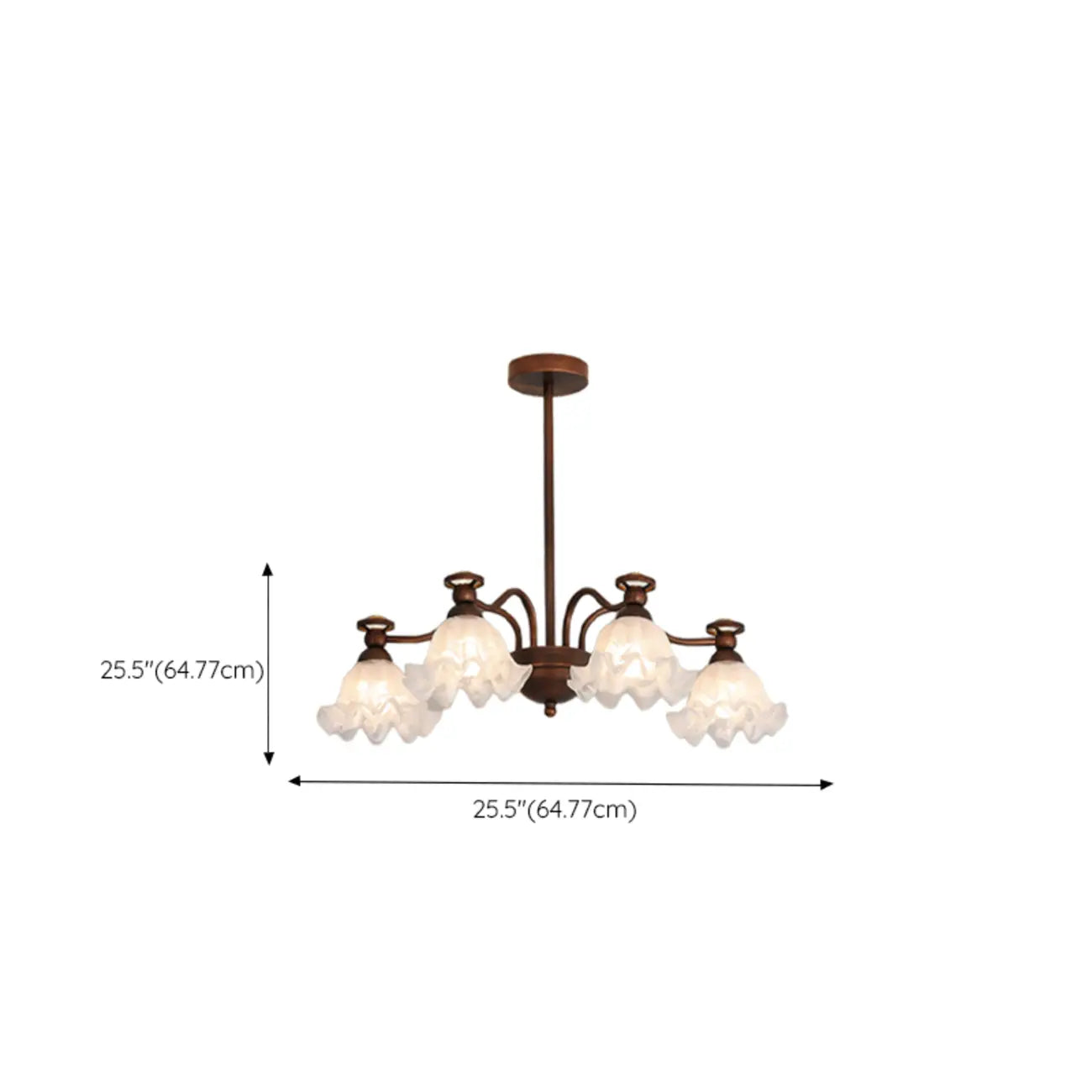 Lustre moderne en bronze noir, verre et cristal à motif floral