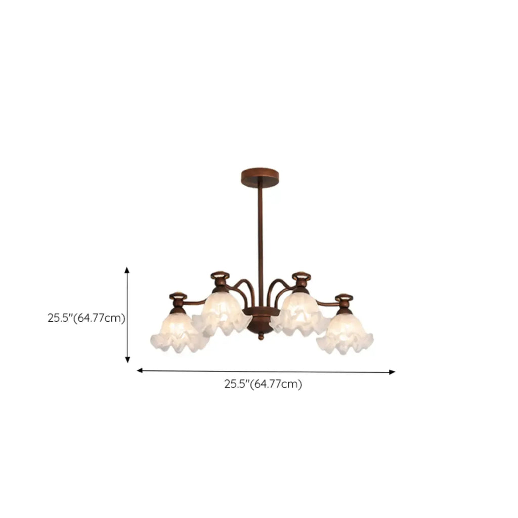 Lustre moderne en bronze noir, verre et cristal à motif floral