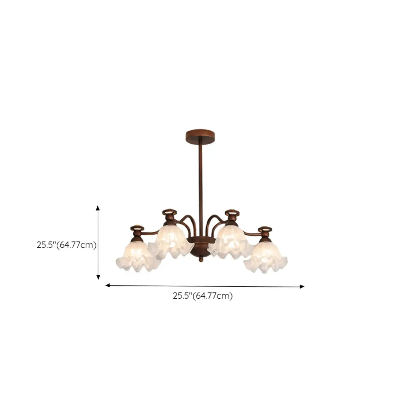 Lustre moderne en bronze noir, verre et cristal à motif floral