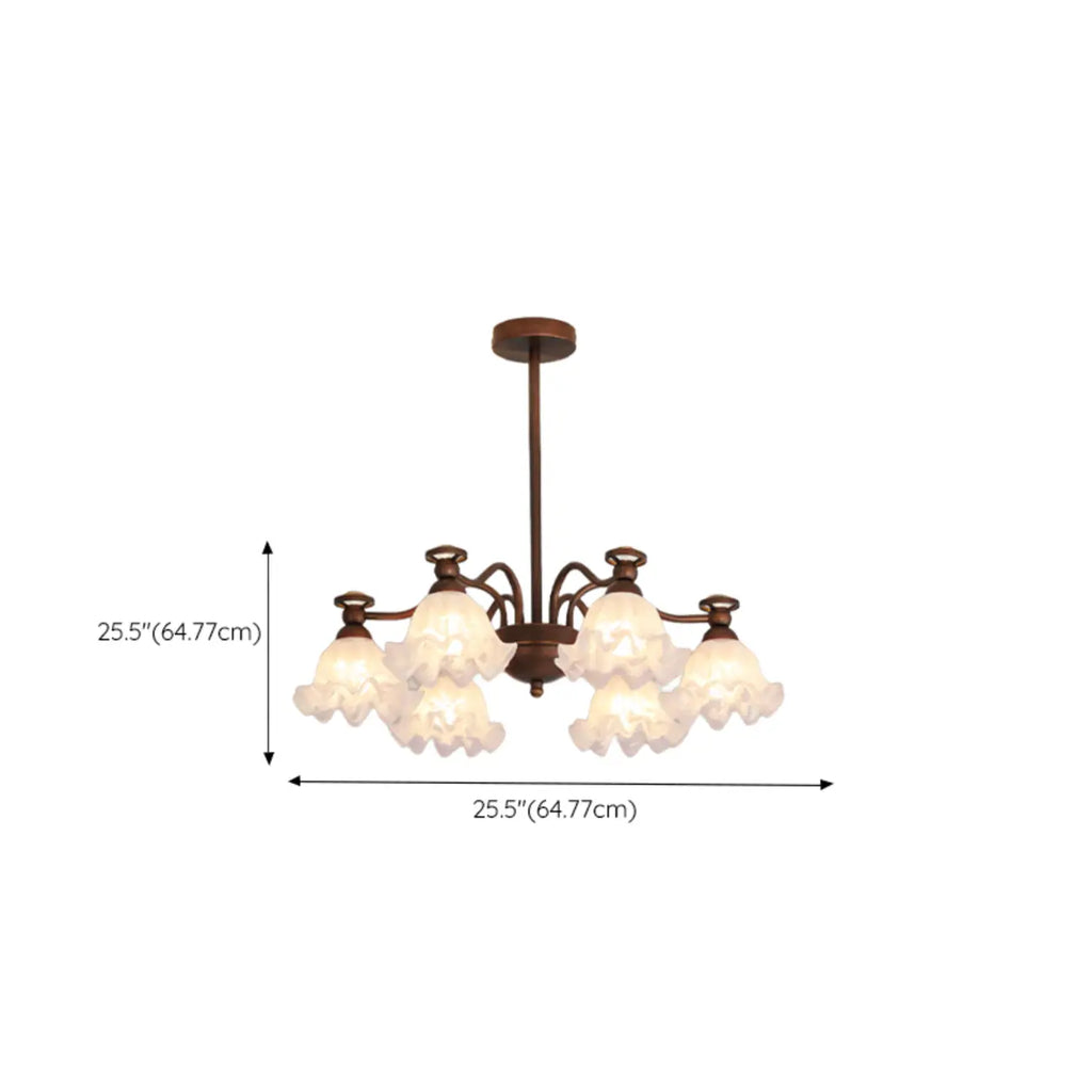 Lustre moderne en bronze noir, verre et cristal à motif floral