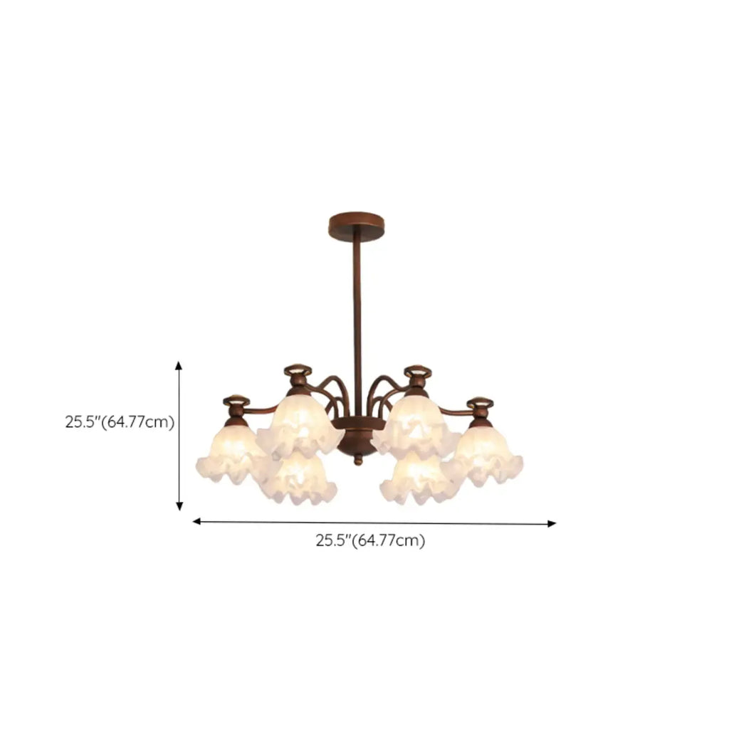 Lustre moderne en bronze noir, verre et cristal à motif floral