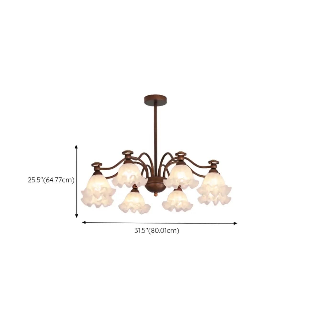 Lustre moderne en bronze noir, verre et cristal à motif floral