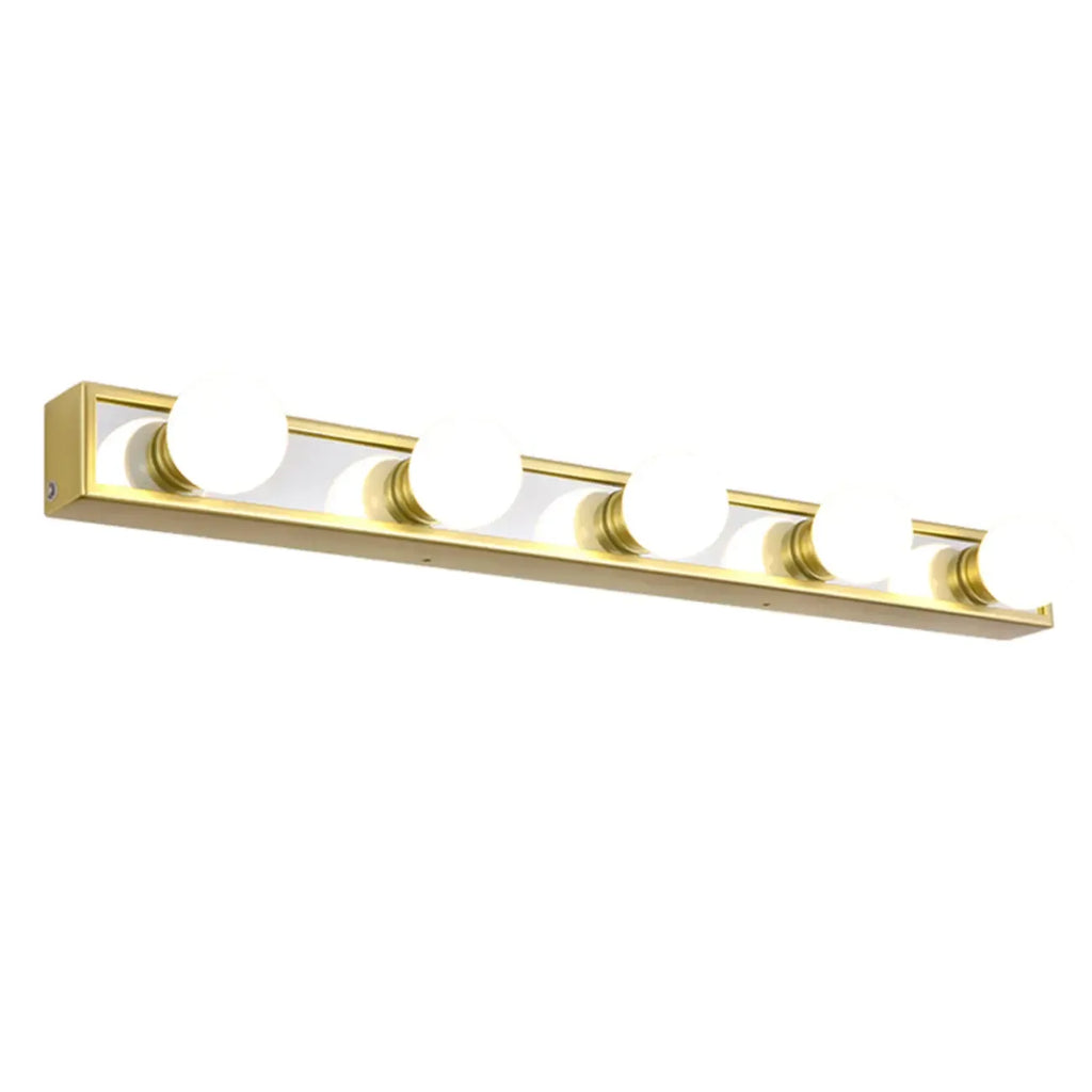 Applique murale LED dorée moderne et droite à 4 lumières pour salle de bain