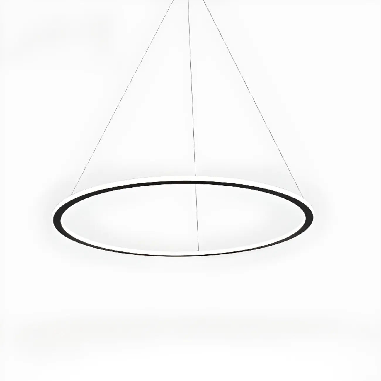 Lustre moderne minimaliste à LED en métal noir avec anneau circulaire