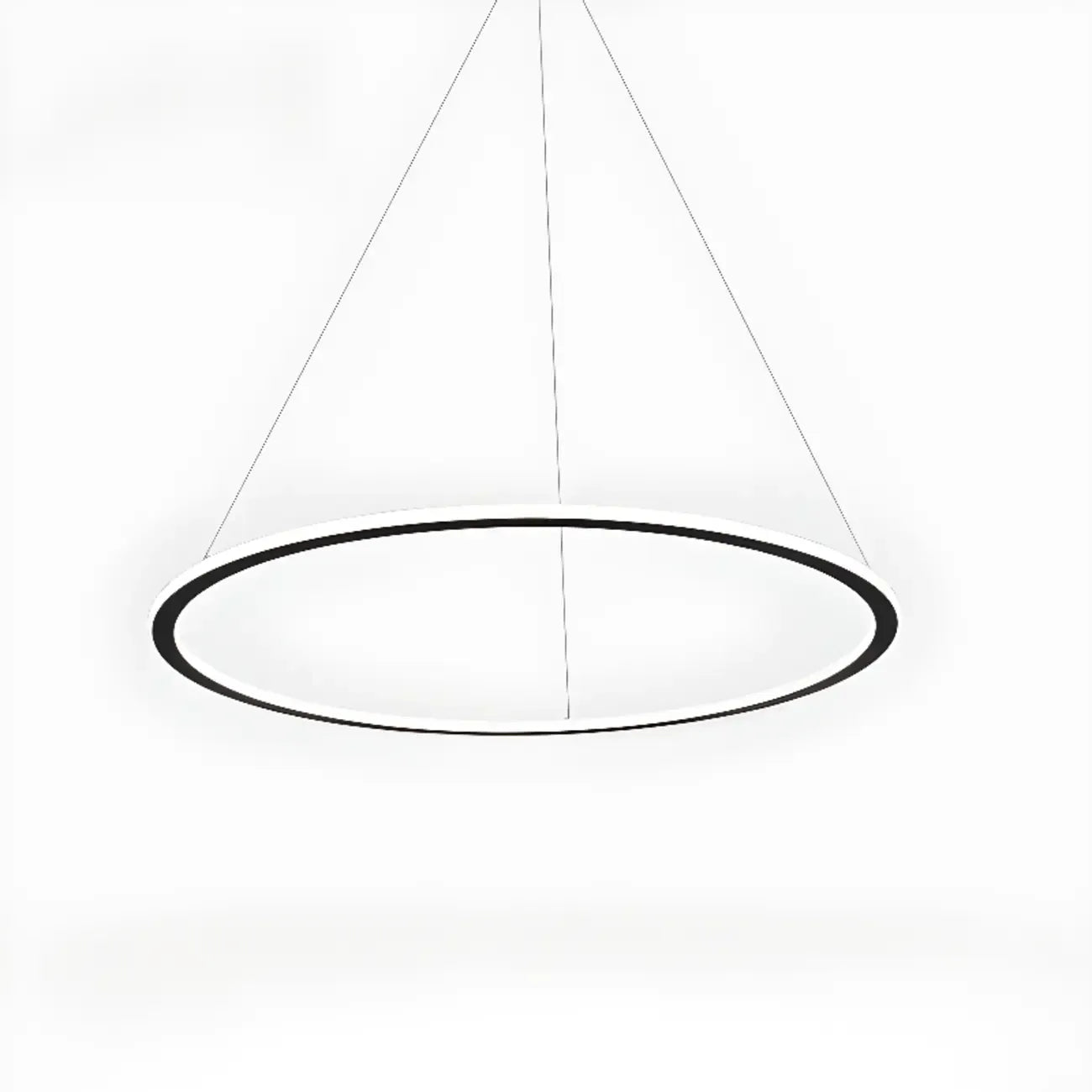Lustre moderne minimaliste à LED en métal noir avec anneau circulaire