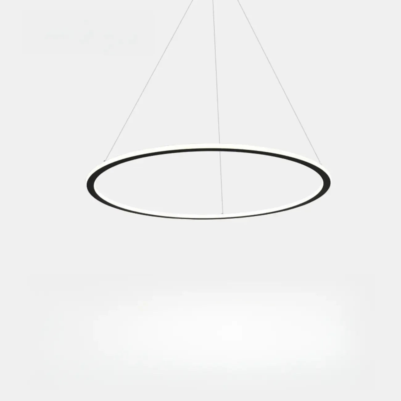 Lustre moderne minimaliste à LED en métal noir avec anneau circulaire