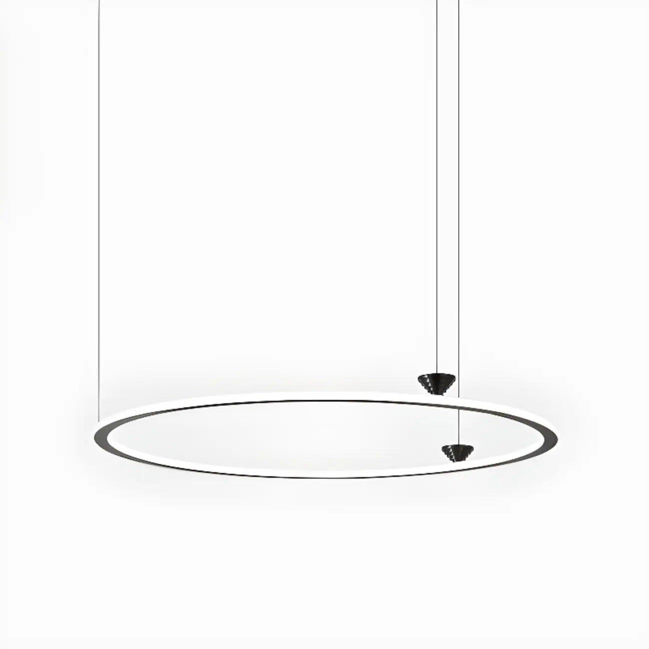 Lustre moderne minimaliste à LED en métal noir avec anneau circulaire