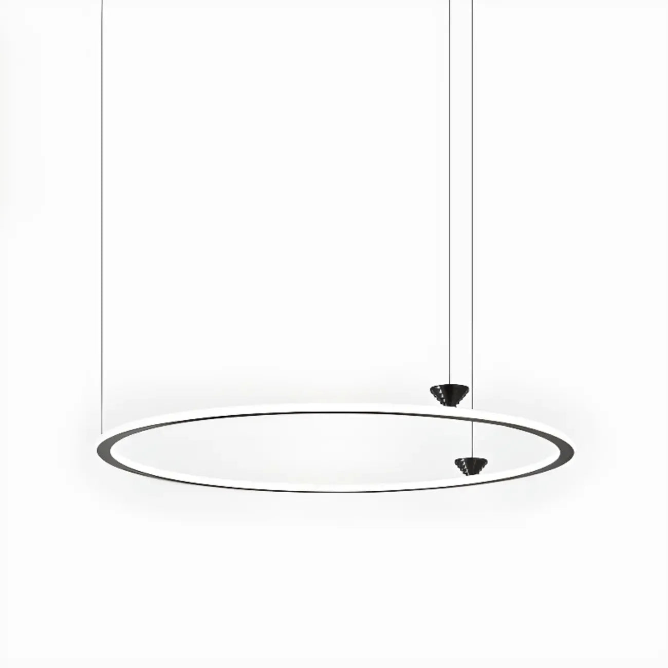 Lustre moderne minimaliste à LED en métal noir avec anneau circulaire