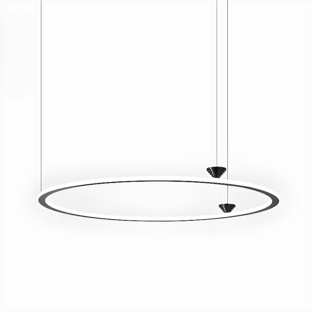 Lustre moderne minimaliste à LED en métal noir avec anneau circulaire