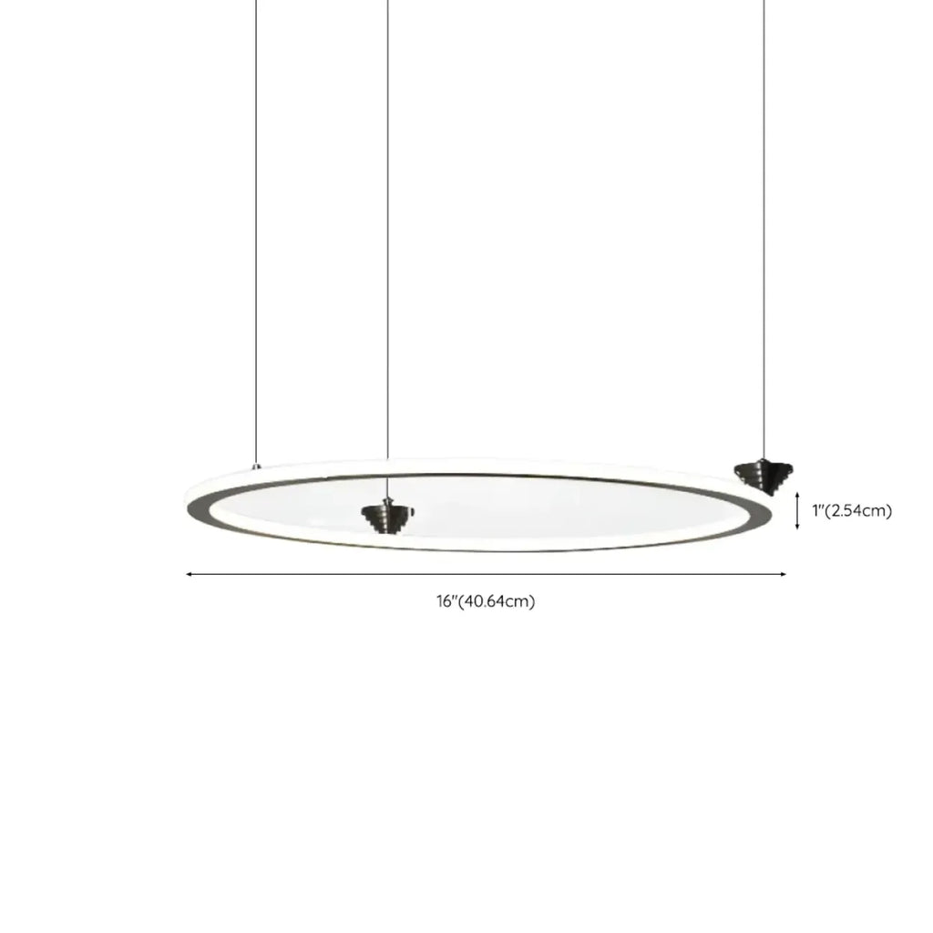 Lustre moderne minimaliste à LED en métal noir avec anneau circulaire