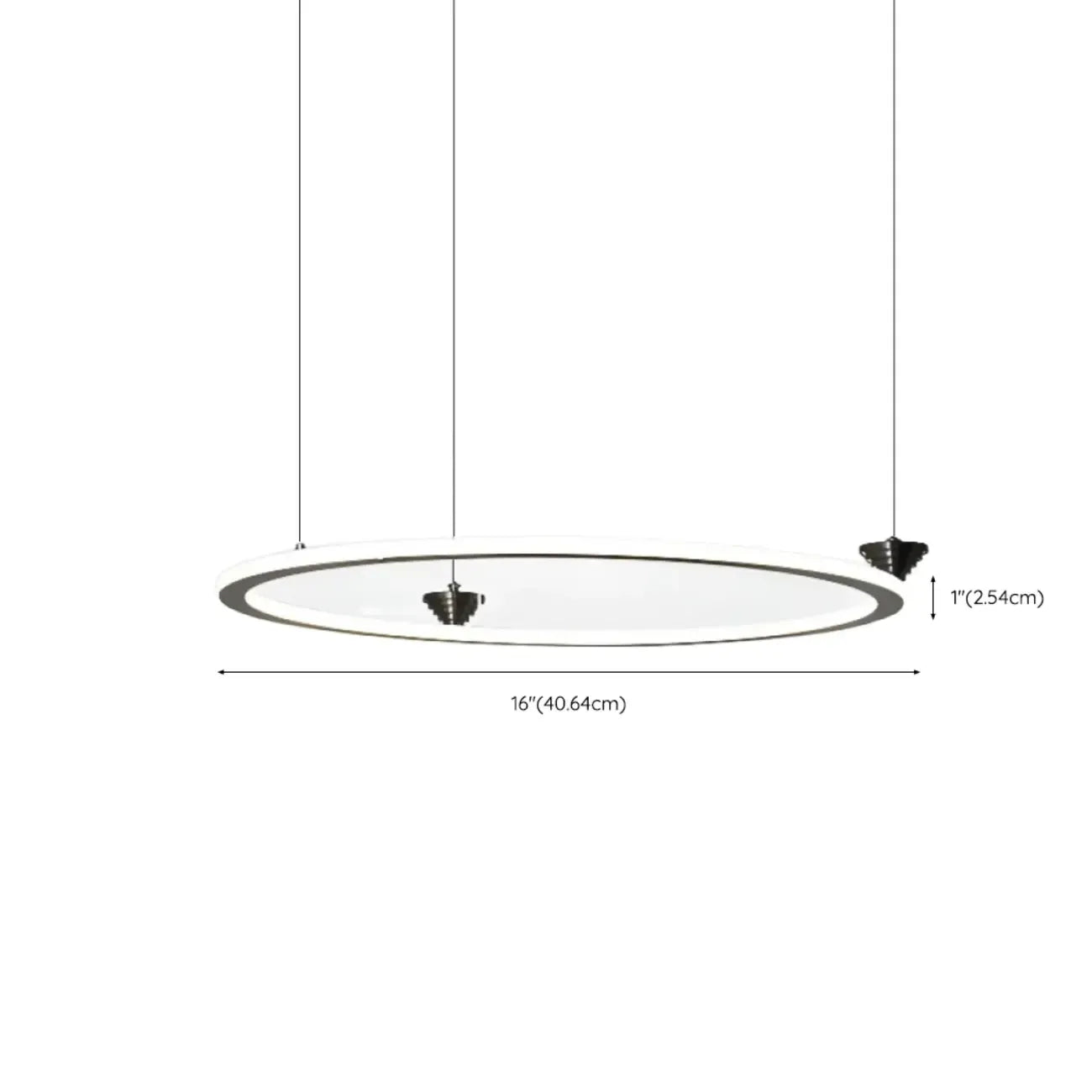 Lustre moderne minimaliste à LED en métal noir avec anneau circulaire