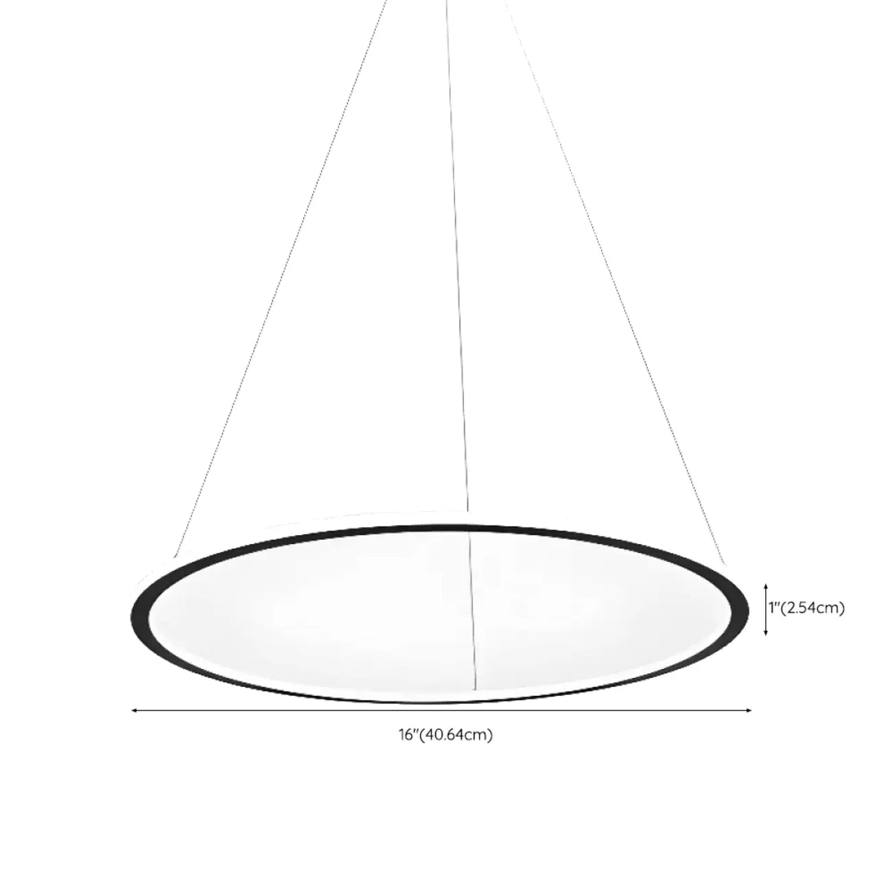 Lustre moderne minimaliste à LED en métal noir avec anneau circulaire