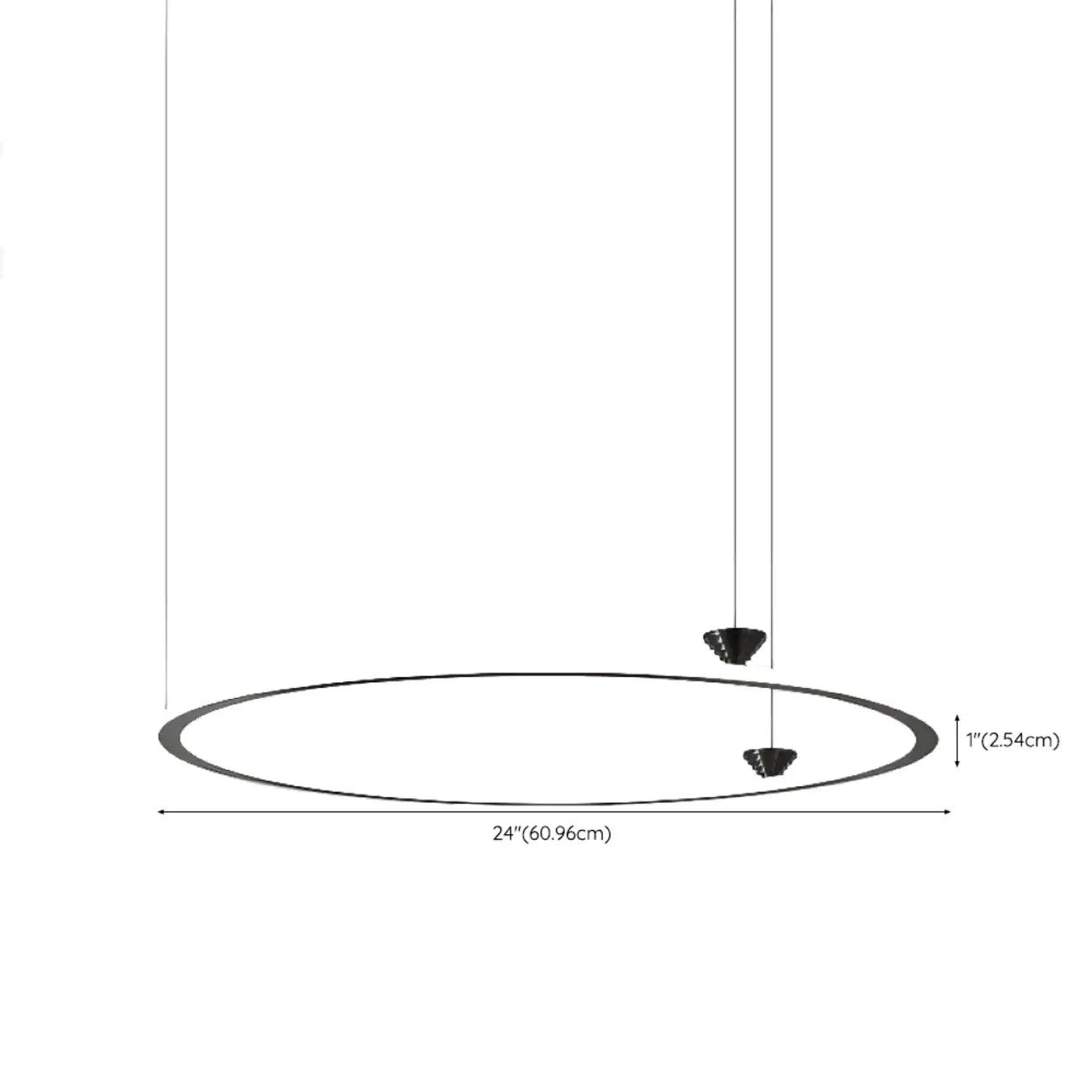 Lustre moderne minimaliste à LED en métal noir avec anneau circulaire