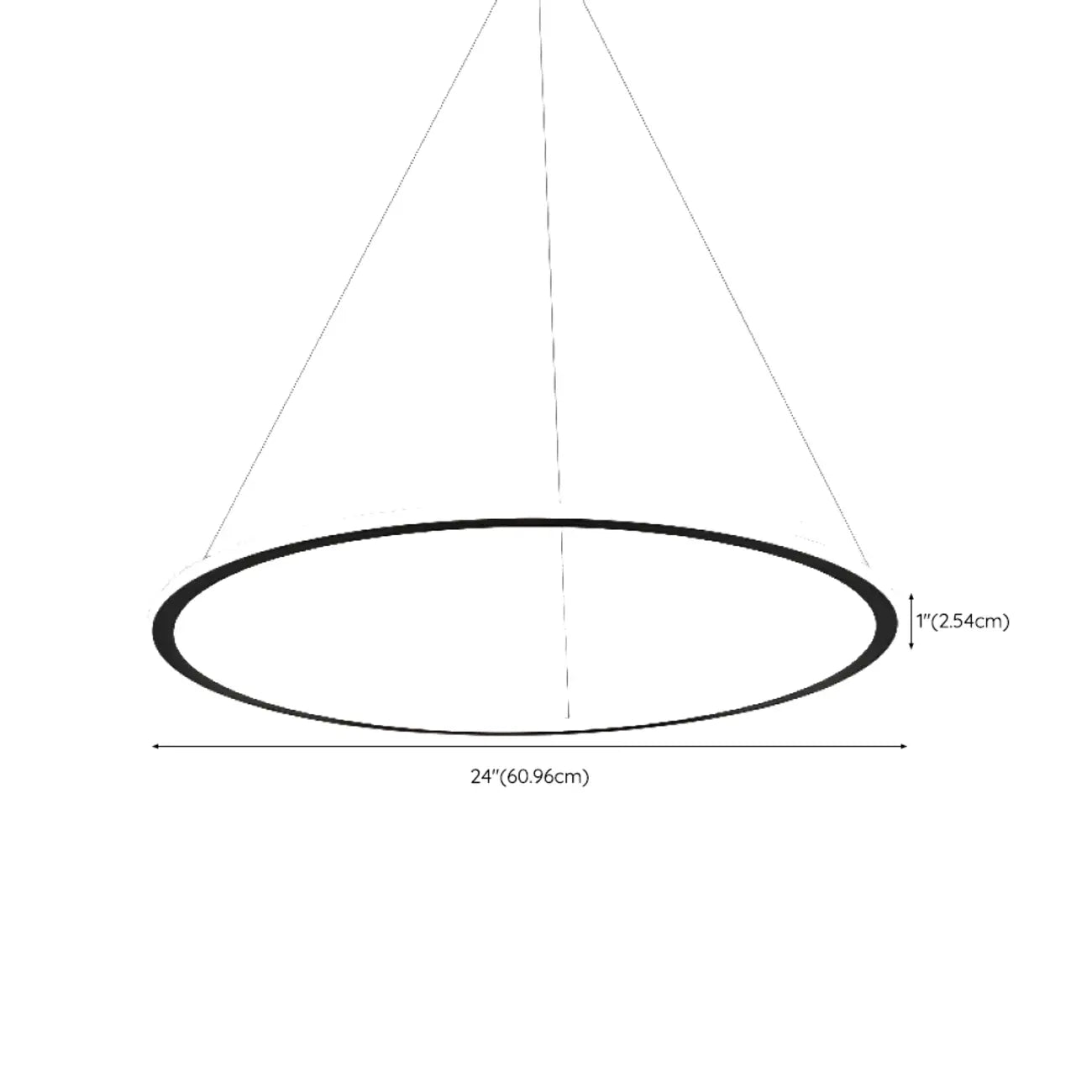 Lustre moderne minimaliste à LED en métal noir avec anneau circulaire