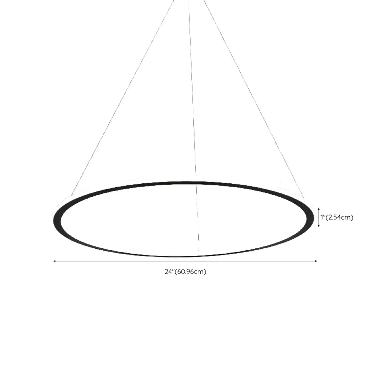 Lustre moderne minimaliste à LED en métal noir avec anneau circulaire
