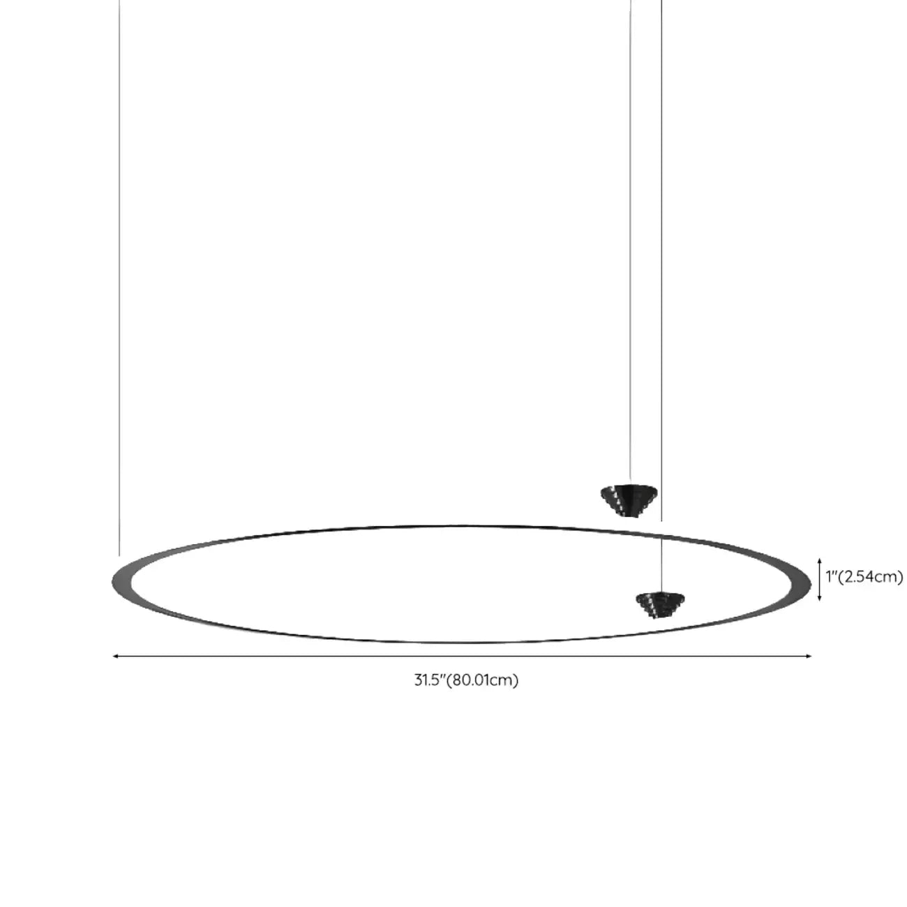 Lustre moderne minimaliste à LED en métal noir avec anneau circulaire