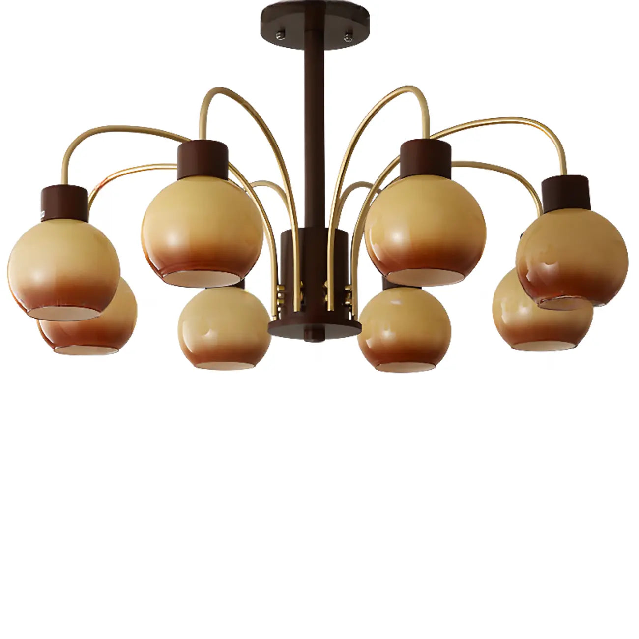 Lustre classique en métal doré et verre ambré