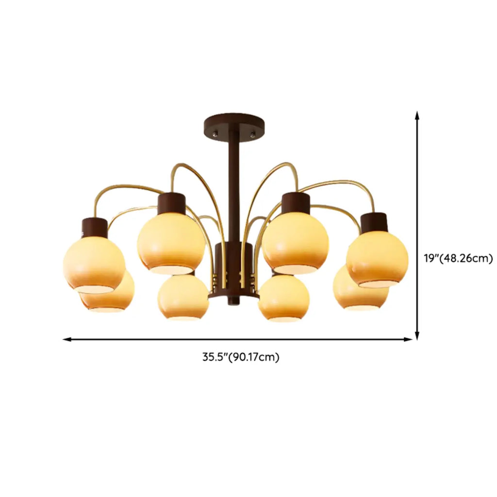 Lustre classique en métal doré et verre ambré