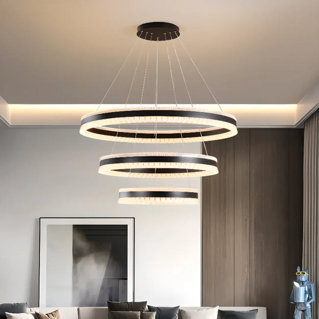 Lustre LED moderne et élégant à anneaux concentriques