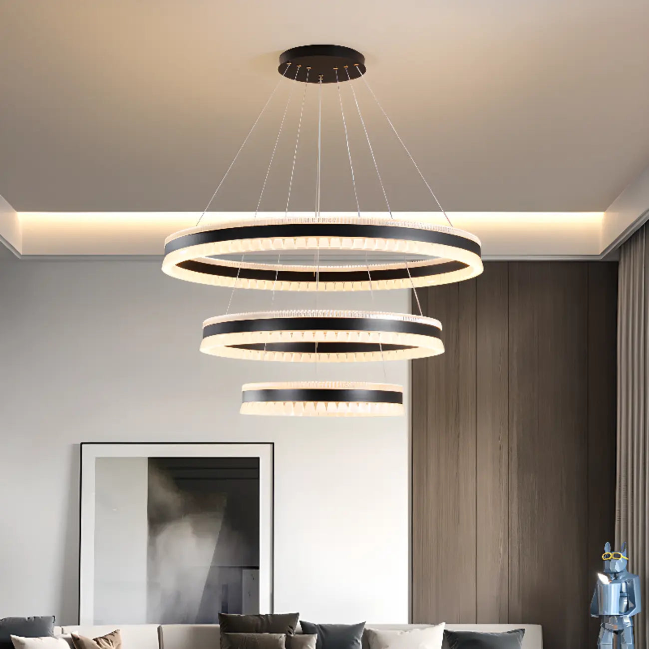 Lustre LED moderne et élégant à anneaux concentriques