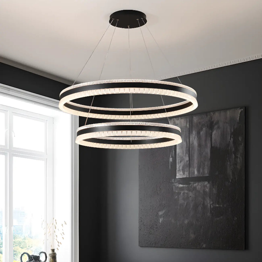 Lustre LED moderne et élégant à anneaux concentriques