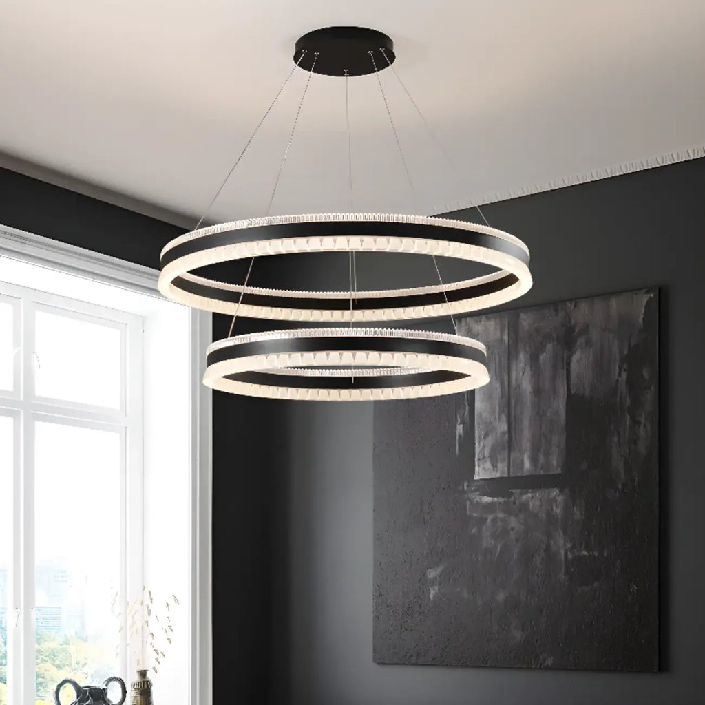 Lustre LED moderne et élégant à anneaux concentriques