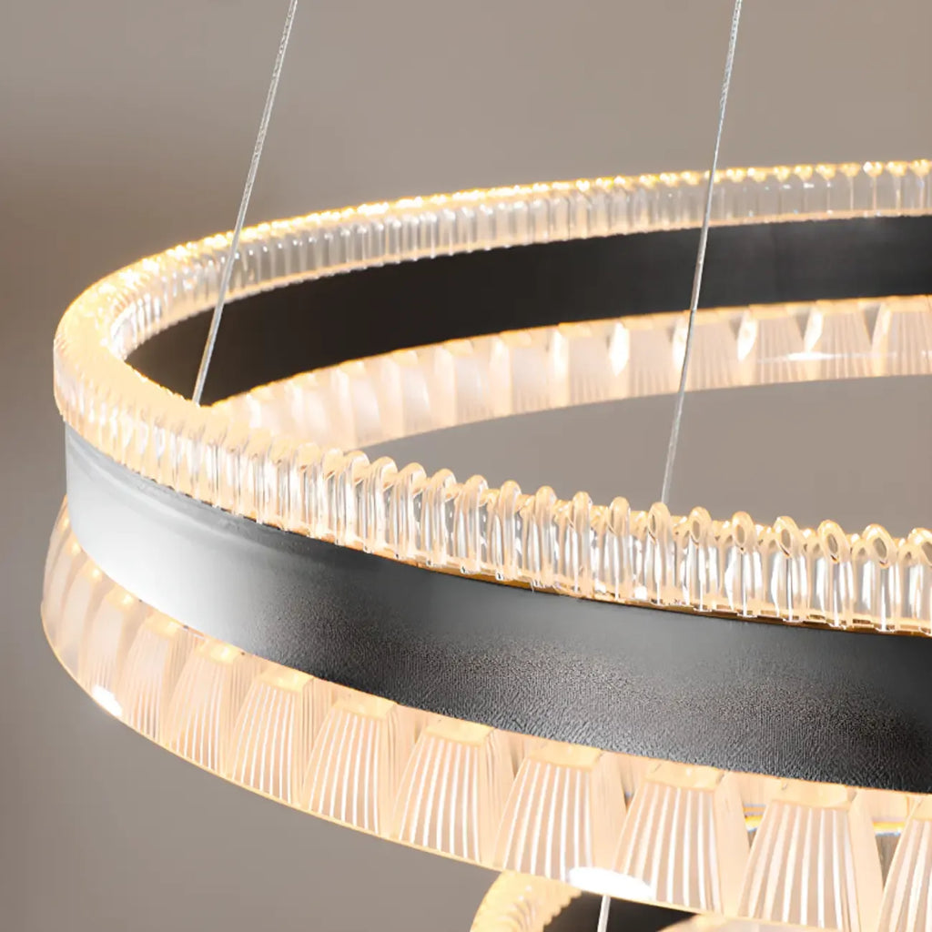 Lustre LED moderne et élégant à anneaux concentriques
