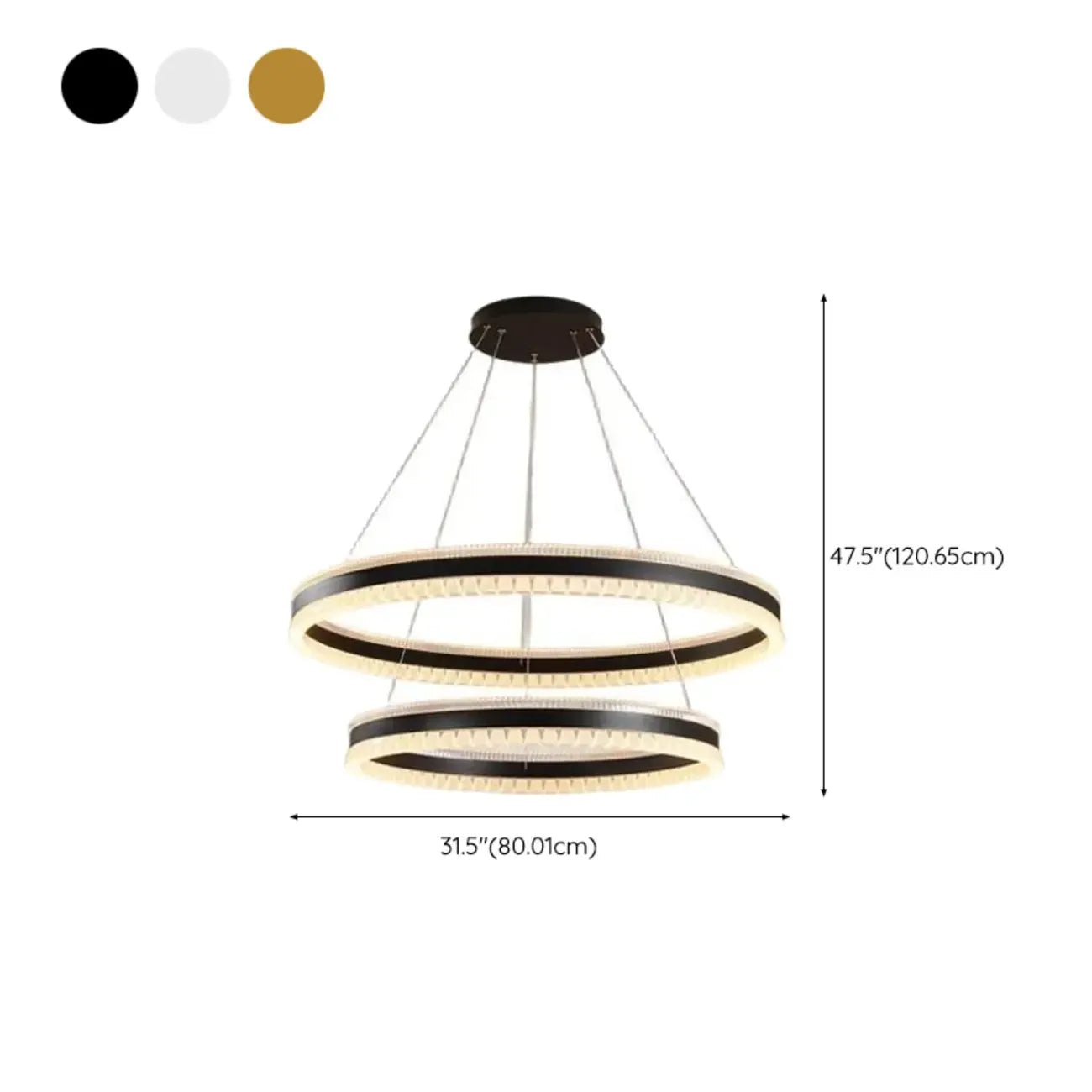 Lustre LED moderne et élégant à anneaux concentriques