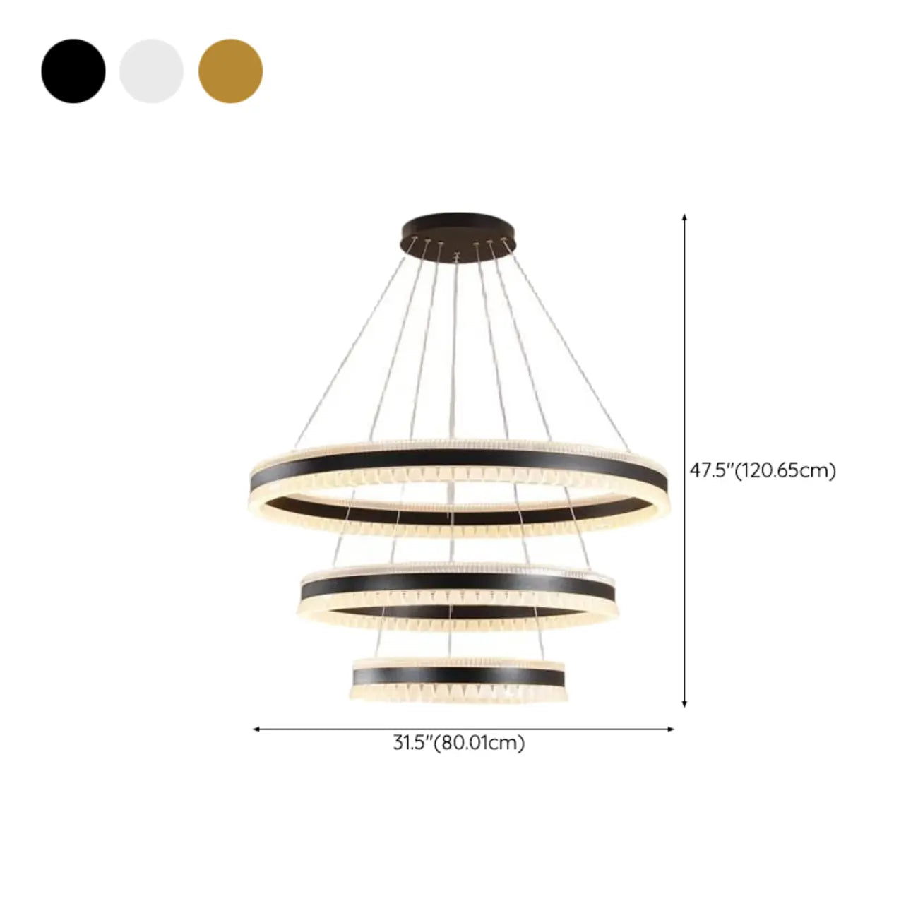 Lustre LED moderne et élégant à anneaux concentriques