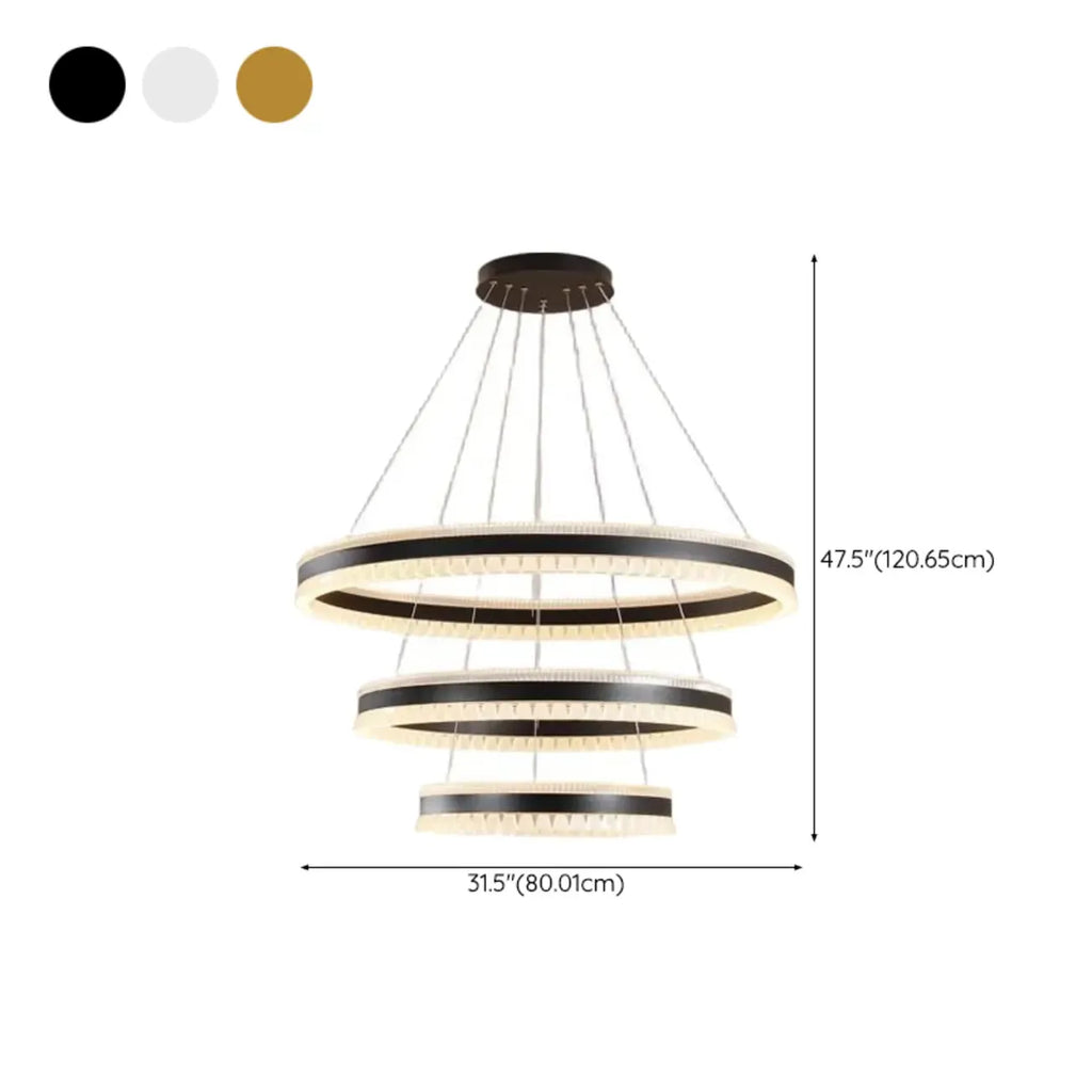 Lustre LED moderne et élégant à anneaux concentriques